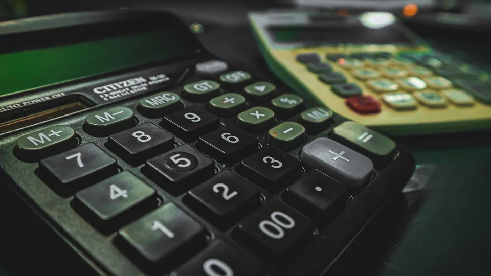 Close-up of a calculator keypad