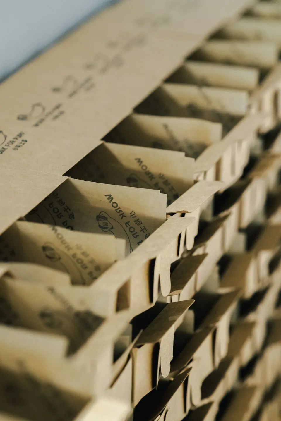 Rows of old wooden card catalog drawers