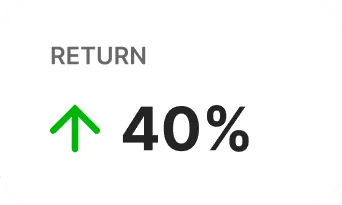 Return badge showing a 40% gain