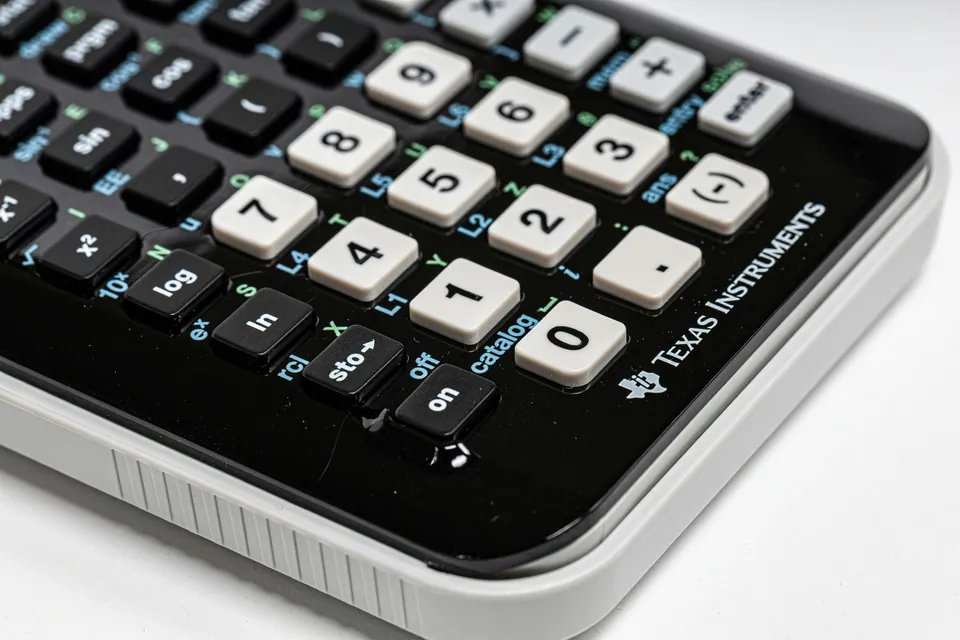 Close-up of a scientific calculator keypad