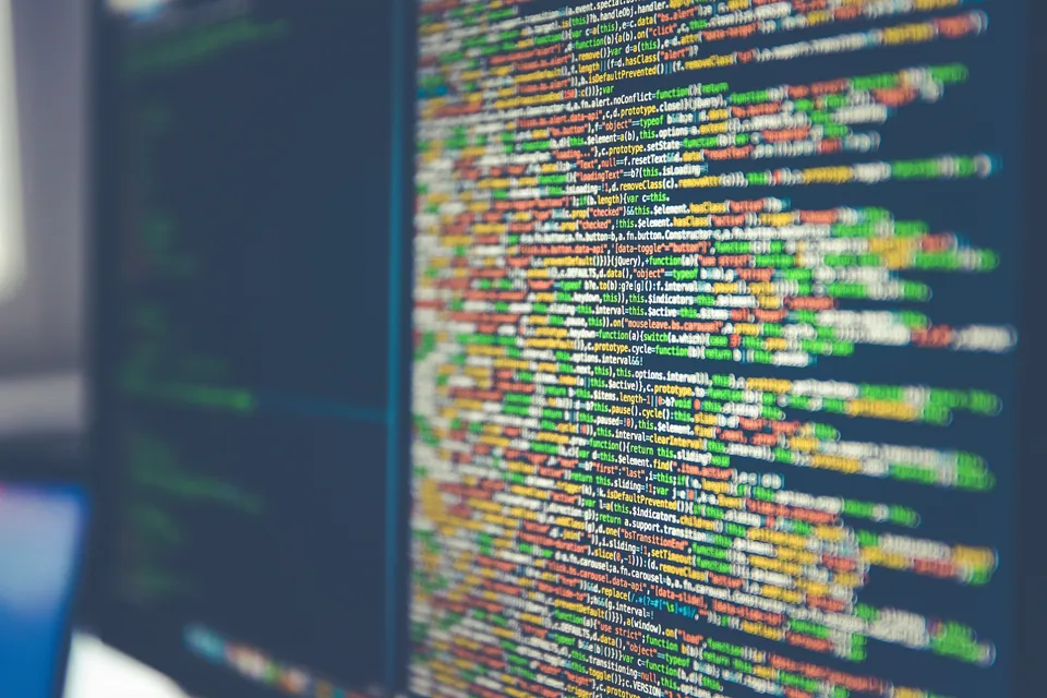 Screen filled with colorful lines of code